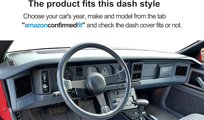 Dash Cover Mat Custom Fit for Pontiac Firebird Dashboard Cover Pad Carpet Protector (82-92 Black) F75