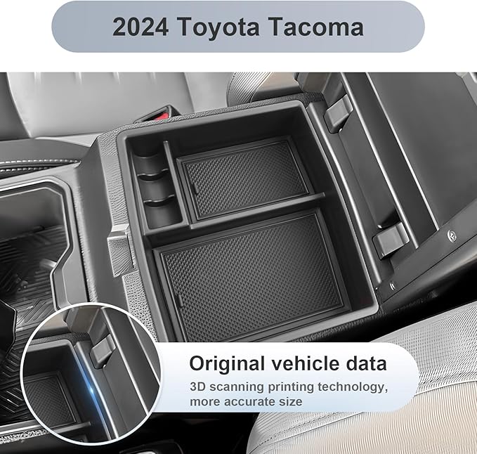 SKTU for 2024 2025 2026 Toyota Tacoma Center Console Organizer 2024 2025 2026 Tacoma (SR/SR5/TRD/Limited/Trailhunter/TRD Pro) Console Tray Toyota Tacoma 2024 2025 2026 Accessories with Coin Holder