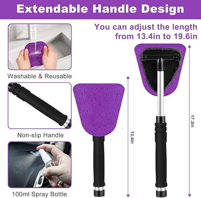 Viewsun Windshield Cleaner Tool, 17Pcs Purple Car Interior Cleaning Kit, Detailing Kit Cleaner, Detailing Brush, Cleaning Gel, Inside Cleaning Supplies Accessories for Trucks, SUVs, RVs Window