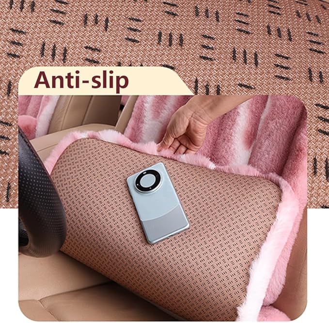 Luxury Plush Car Seat Cushion Set Car Headrest & Lumbar Support & Seat Cushion & Back Support Pillow Fluffy Fuzzy Car Seat Covers Non-Slip Cushion for Universal Accessories Automobiles (8, Black)