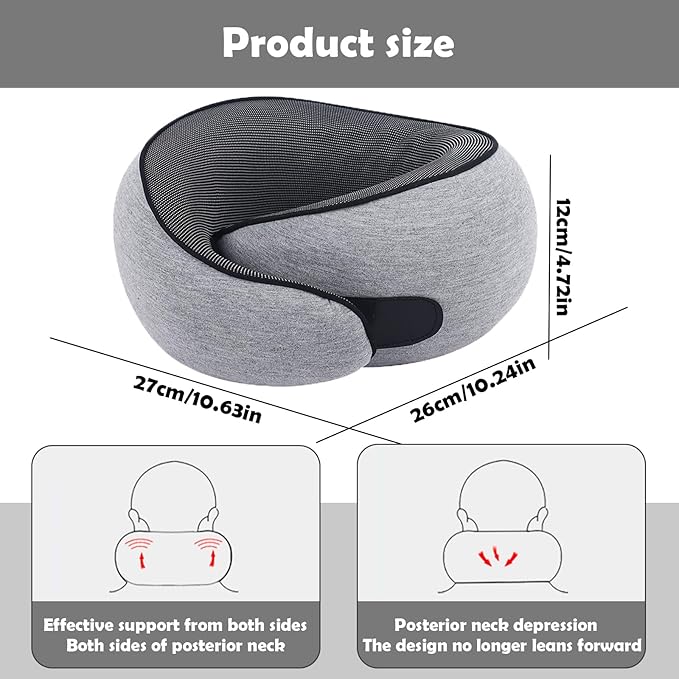 MQZAYZ Airplane Travel Neck Pillow for Support Long Flight,Memory Foam Travel Pillow Compact Head Support with Pain Relief,Ergonomic Sleeping Pillow & Road Trips(Gray)