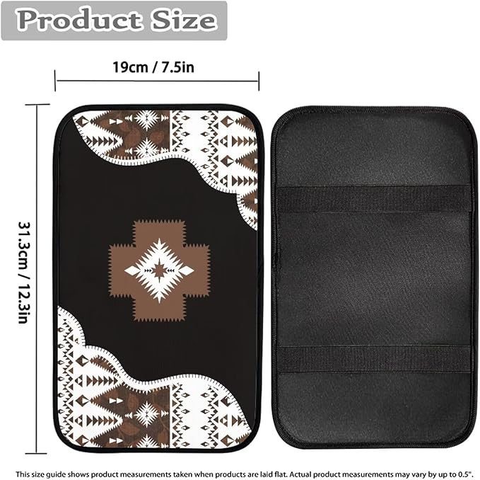 Center Console Cover for Women Men Southwestern Car Accessories Armrest Cover Center Seat Box Pad, Tribal Aztec