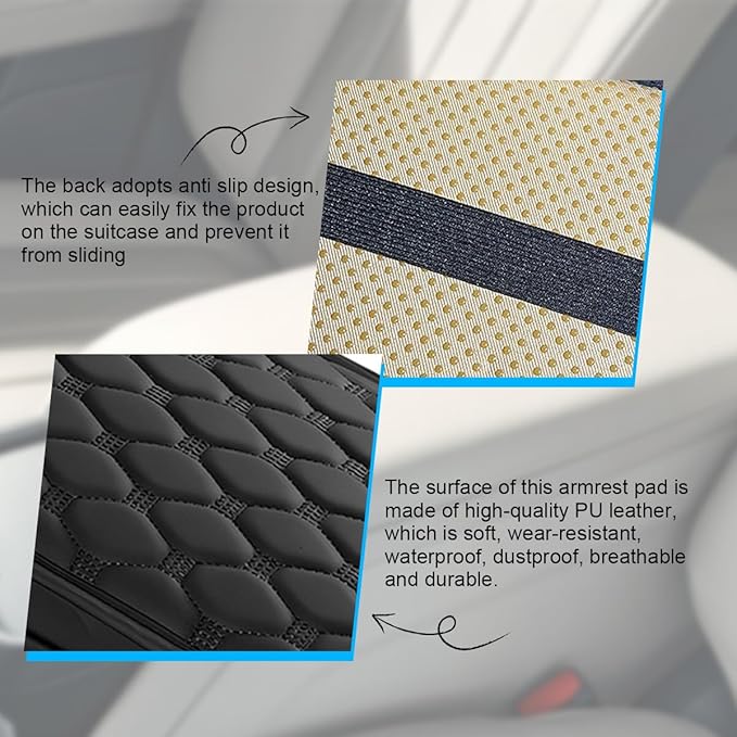 Car Center Console Cover, Leather Vehicle Armrest Cover Cushion with 2 Storage Bags, Automotive Interior Arm Rest Seat Box Pad Accessories, Universal for SUV Sedan Truck (Black)