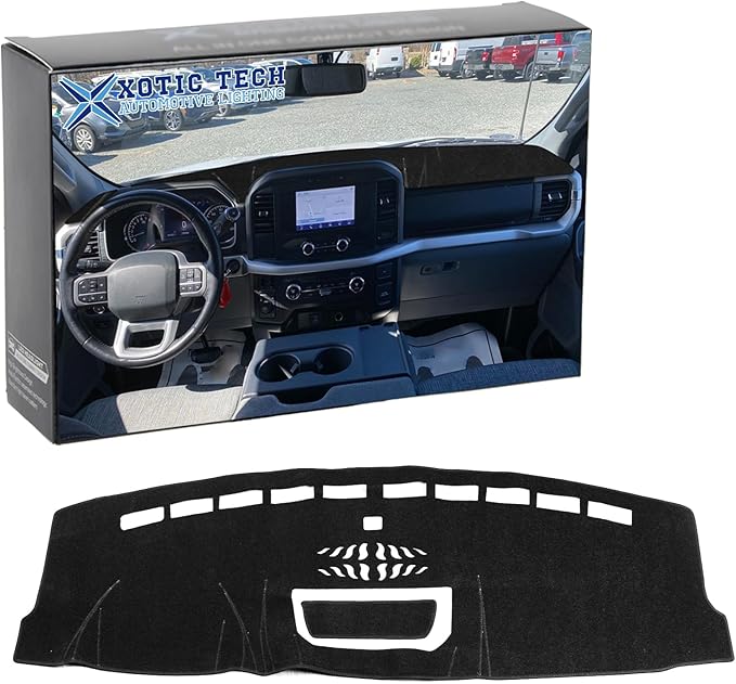 x xotic tech Center Console Dashboard Mat Compatible with Ford F-150 F150 2021 2022 2023, Pre-Cut Non-Slip Sunshield Sun Glare Protector Dash Carpet Pad Black Cover (only fit 8 inch Screen)