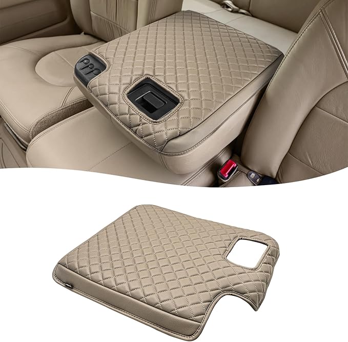 KBH Center Console Armrest Cover for Ford F250 F350 F450 Super Duty 1999-2001 Jump Seat, Arm Rest Cushion Pad Protector, Anti-Scratch, Beige