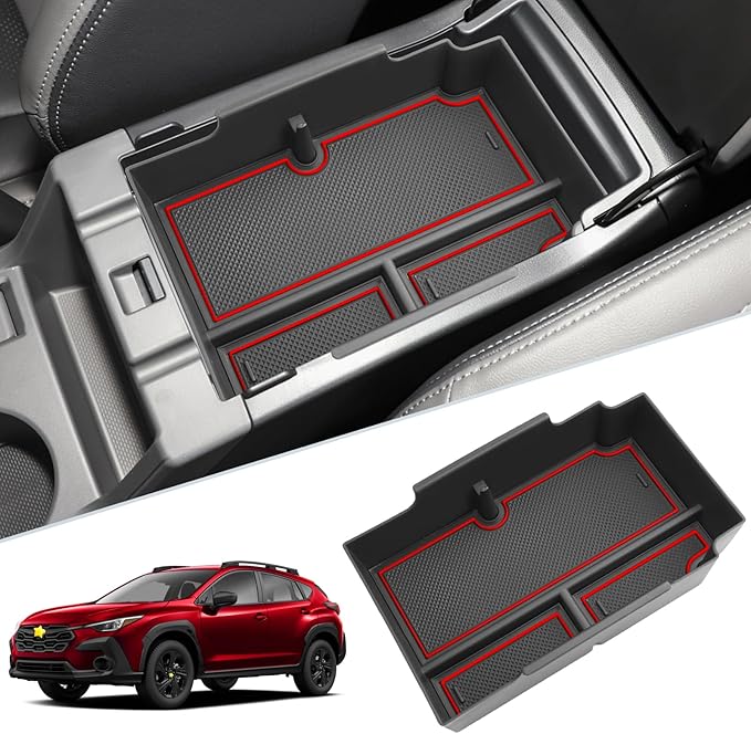 SKTU for 2024 2025 2026 Subaru Crosstrek/Impreza Center Console Organizer 2024-2026 Crosstrek Hybrid Console Tray 2024 2025 2026 Impreza Accessories Tray 2024 2025 2026 Crosstrek Accessories (Red)