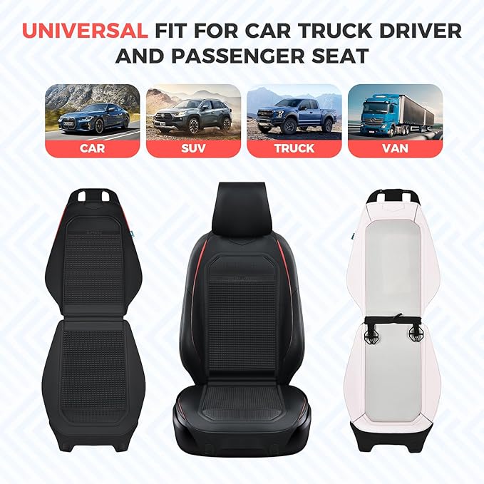 FLORICH Leather Car Seat Covers Universal Car Seat Cushion Comfortable Automotive Seat Protector Fit for Car SUV Truck Van, Black&Red Line