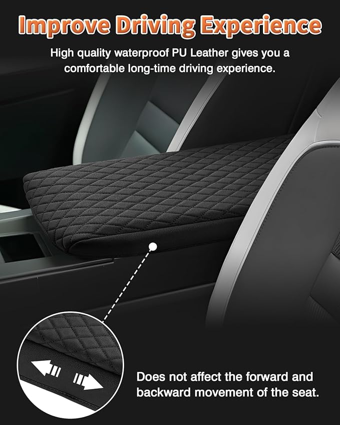 Shademax Custom for 2024 2025 2026 Honda Prologue Center Console Cover Armrest Cover for Honda Prologue Accessories Arm Rest Cushion Pad Leather Middle Console Cover Armrest Seat Box Protector Black
