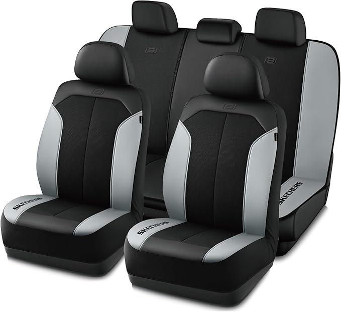 Skechers Car Seat Covers,GOGA Mat Oxford Cloth Seat Covers,Waterproof Car Seat Covers Full Sets,Automotive Universal Fit Seat Cover for Most Cars, Suvs, Trucks,Gray
