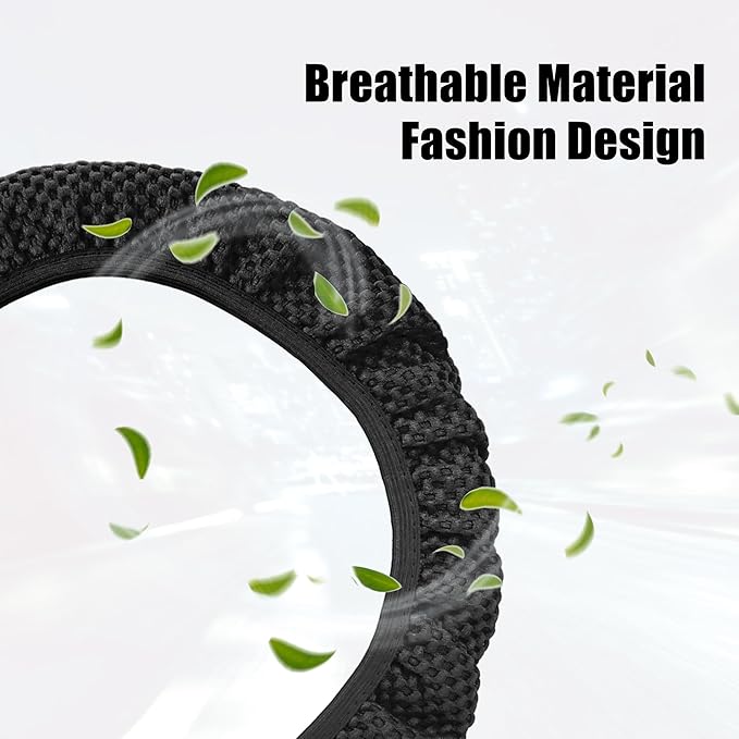 X AUTOHAUX Steering Wheel Cover Universal Elastic Stretch Antislip Breathable Microfiber Ice Silk Interior Trim Wheel Protector for Car Truck SUV Black