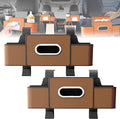 Car Organizers and Storage Box, 4 in 1 Multifunctional Car Organizer Back Seat with 2 Cup Holders & Tissue Box, Backseat Cars Organizer for Hold Phone, Snacks, Drinks, Handbag(Brown,2Pcs)