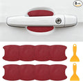 PATIKIL 3.54" x 3.94" Car Door Handle Sticker, 8Pcs Carbon Fiber Anti-Scratches Vehicle Door Cup Protector with Scraper Auto Door Handle Protective Film for Cars Trucks RV SUV, Burgundy