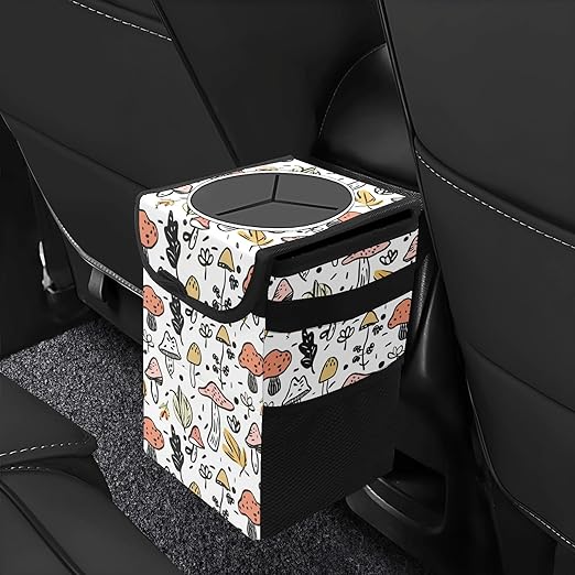 GVGHIDZ Car Trash Can – Multi-Purpose, Lightweight and Portable with Durable Water-Resistant Coating, No Installation Required, Practical and Ample Capacity, Variety of Colors.Mushroom