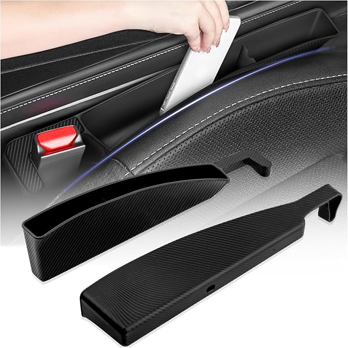2PCS Car Seat Gap Filler Organizer with Charging Opening,Multifunctional Car Gap Filler Stop Things from Dropping,Universal Car Accessories Car Seat Storage Box for Phone Key Sunglasses