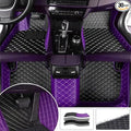 Custom Luxury Leather Car Floor Mats Upgrade Your Car's Interior All-Weather Protection for Cars, SUVs, Trucks Compatible with Automotive Mats (Purple+Black Beige)
