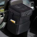 Car Trash Can with Lid - Car Trash Bag Hanging Waterproof with Storage Pockets, Collapsible and Portable Multipurpose Trash Bin for Back/Front Seat/Console, 1.85 Gallons, Black