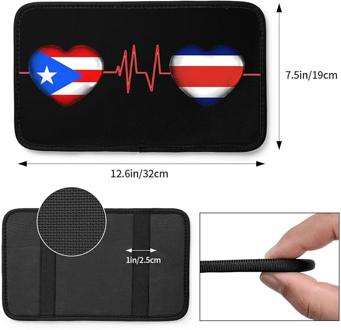 Auto Center Console Pad Puerto Rico Porto Rico Puerto Rican and Costa Rica Costa Rican Flag Be of one Mind Car Armrest Cover Armrest Seat Handrail Box Cover Cushion Universal Decoration Protector