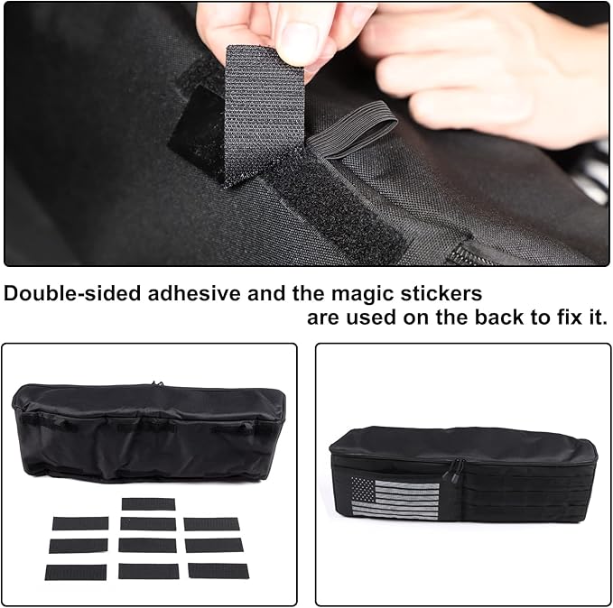 Aunginsy 1PCS Trunk Organizer Compatible with Toyota FJ Cruiser 2007-2021+, Car Left Side Trunk Storage Bag Backseat Hanging Storage Multi-Compartment Space Saving Accessories, With USA Flag Pattern