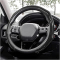Sun Walker Carbon Fiber Car Steering Wheel Cover, 15" Anti-Slip Wear-Resistant Steering Wheel Protector Stylish Interior Decor, Ultra-Thin Comfortable Leather Wheel Cover for Women Men (Black)