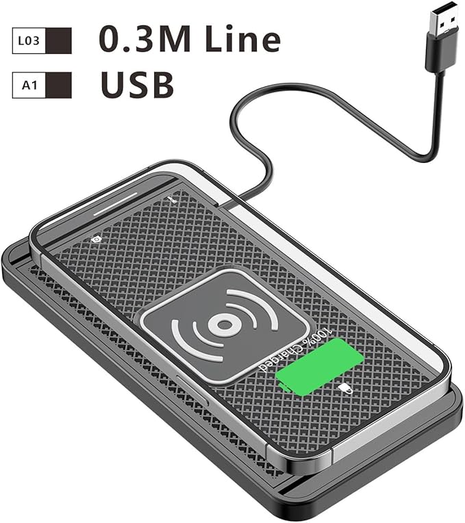 Tangxi Wireless Car Charger Charging Pad, 15W Non Slip Fast Charger Flat Mat, Compatible with iOS 11/12/13/14/15/16/17, S 21/22/23/24/25