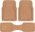 BDK Beige Heavy Duty Front & Rear Rubber Floor Mats Universal Liners for Car SUV Van & Truck, All Weather Protection with Anti-Slip Nibs, Fit Contours of Most Vehicles