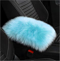 Furry Car Center Console Cover Pad, 11.8"×7.9" Auto Fluffy Plush Center Armrest Protective Cover, Comfortable Fuzzy Armrest Seat Box Protector Cushion for Cars Trucks SUVs (Light Blue)
