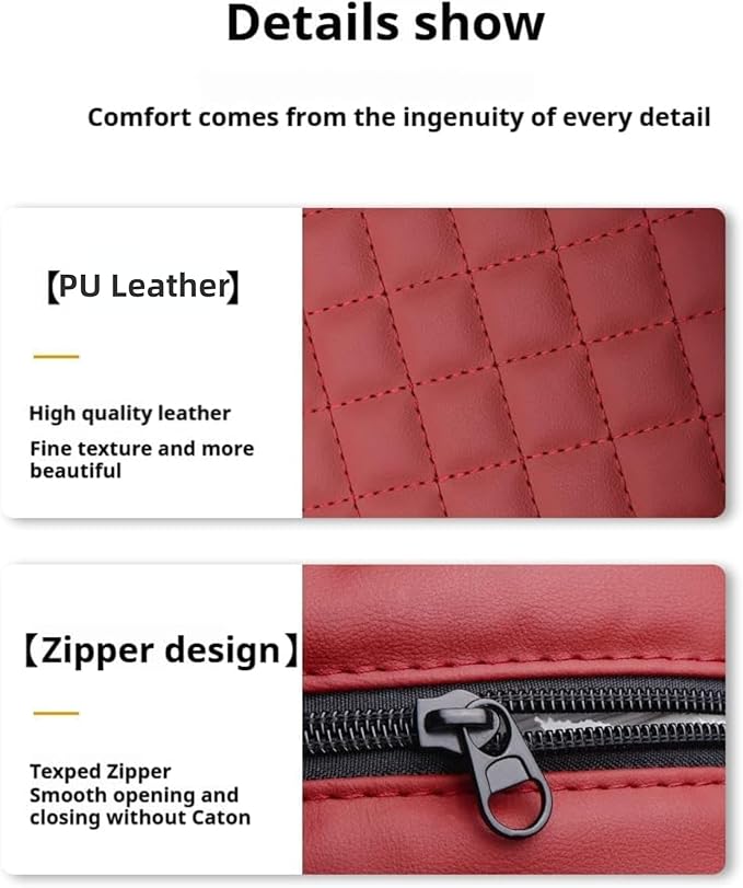 Center Console Cover Arm Rest Cover Leather Car Armrest Box Pad with Pocket Tissue Box Hole Auto Armrest Cover Cushion for Car Sedan Vehicle (Red)
