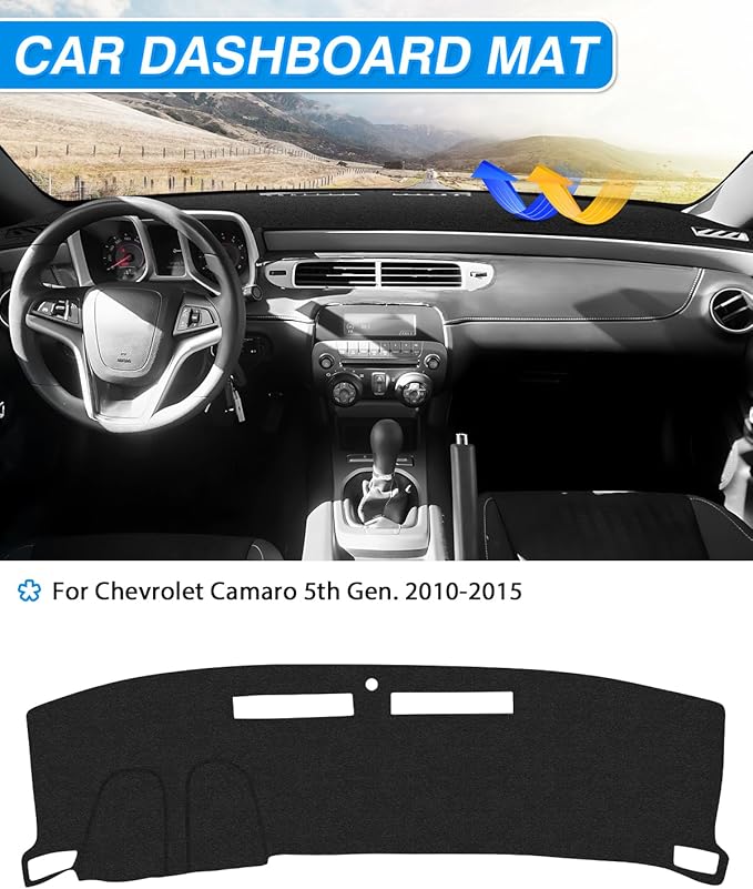 CARTIST Dashboard Cover Fits for Chevy Chevrolet Camaro 2010 2011 2012 2013 2014 2015 Dash Cover for Camaro Accessories Non-Slip Sunshield(Felt)