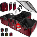 DURABLEZ 4-Section Trunk Organizer for SUV, Truck, Van, Sedan – Modular Extra Large Cargo Bin, Detachable Car Trunk Storage with Dividers, Collapsible Auto Organization System – Cherry