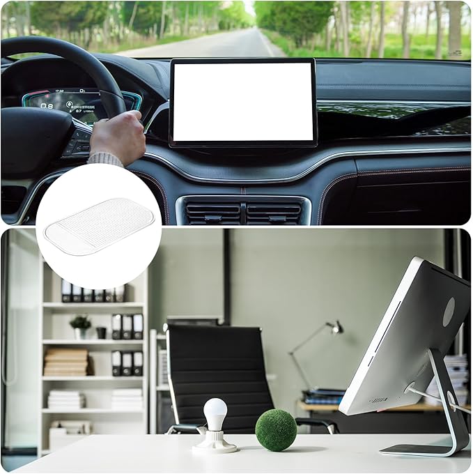 HARFINGTON 7pcs Car Dashboard Anti-Slip Mat 5.5" x 3" Universal Sticky Dash Pad Washable Reusable Car Non-Slip Mats for Phone Keys Sunglasses Electronic Devices, Transparent