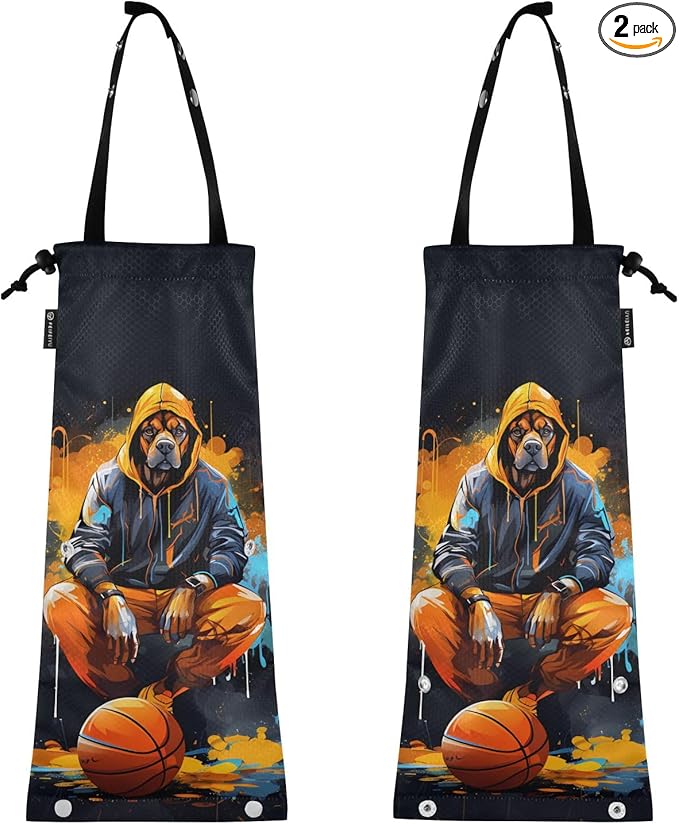 ALAZA Hanging Car Trash Bags Garbage Bag Trash Can for Back Seat Small Dog Basketball Washable Storage Bag Retractable 2 Pack