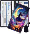 Car Registration Holder, PU Leather Vehicle Glove Box Organizer for Driver License, Document, Car Insurance Holder with Magnetic Shut, Auto Paperwork Wallet Case Accessories, Fantasy Witch Pattern
