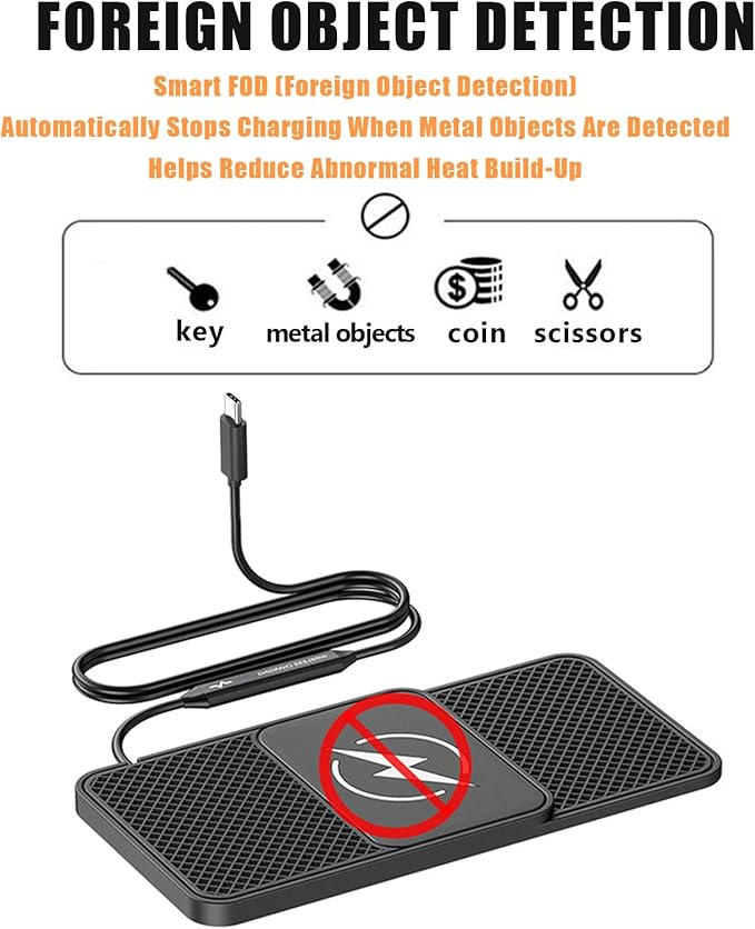 Wireless Car Phone Charger for Honda Civic Type R (FK2) 2015 – 2017, Type C/USB 20W Fast Charging Pad, Non-Slip Charging Station for Travel Home Office Desk, Lightweight,Type-C