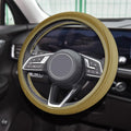 Car Steering Wheel Cover, Universal 14.5-15 Inch Beige Leather Steering Wheel Wrap with Better Sport Grip for Men Women, Anti-Slip Breathable Car Interior Accessories for Most Vehicles (Beige)
