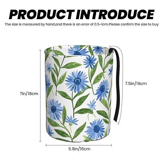 Cornflower White Flowers Car Trash Can Garbage Cans Foldable,Cute Hanging Car Organizer and Storage Bag Leak Proof, Auto Back Seat Trash Bin Universal for Truck, SUV, Outdoor Travel