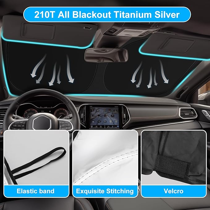 SHINEHOME Car Windshield Sun Shade Compatible for Jeep Cherokee 2014-2025 2026 Trailhawk, Overland, Limited, Latitude, Altitude Accessories 2025 Upgrade Foldable Sunshade Custom Windshield Sun Visor