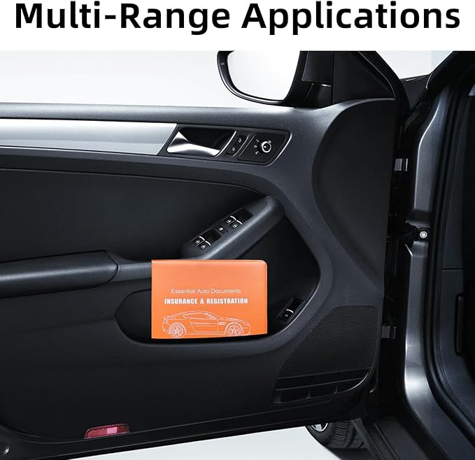 Ziciner Car Registration Insurance Holder, 2Pack Essential Auto Card Document Glove Box Organizer with Touch Fastener, Vehicle Interior Accessories Perfect for Most Car, Truck, SUV (Orange/Big Car)