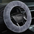 Fuzzy Wool Sheepskin car Steering Wheel Cover for Girls Women Men,Fluffy Soft Protector for Universal Steering Wheel 14 1/2-15 1/2inchs, Anti-Slip,Comforting Luxurious(Blue Grey)