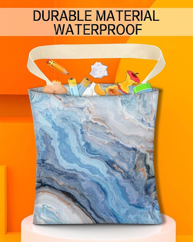 ANKVRP Car Garbage Can, Car Trash Bag, Hanging Car Trash Can Bag for Vehicle, Travelling, Camping, Cute Car Back Seat Organizer, Luxury Blue Marble