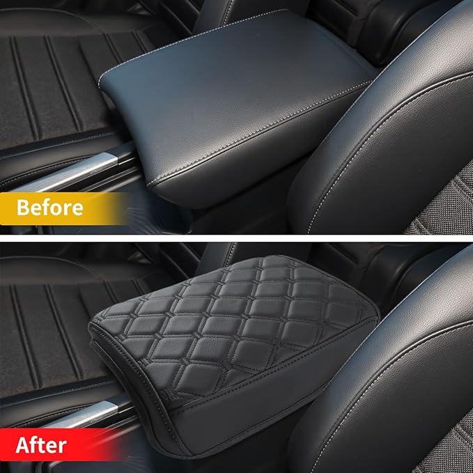 GIANT PANDA Custom Center Console Cover Fit for Honda CRV 2017 2018 2019 2020 2021 2022,Waterproof Faux Leather Middle Console Cover Arm Rest Lid Cover Protector - Full Protection - Black