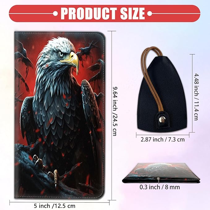 Car Document Holder with Magnetic Shut, Car Registration & Insurance Card Holder, Waterproof PU Leather Glove Box Organizer Vehicle Accessories Driver License for Women/Men, Scarlet Bald Eagle