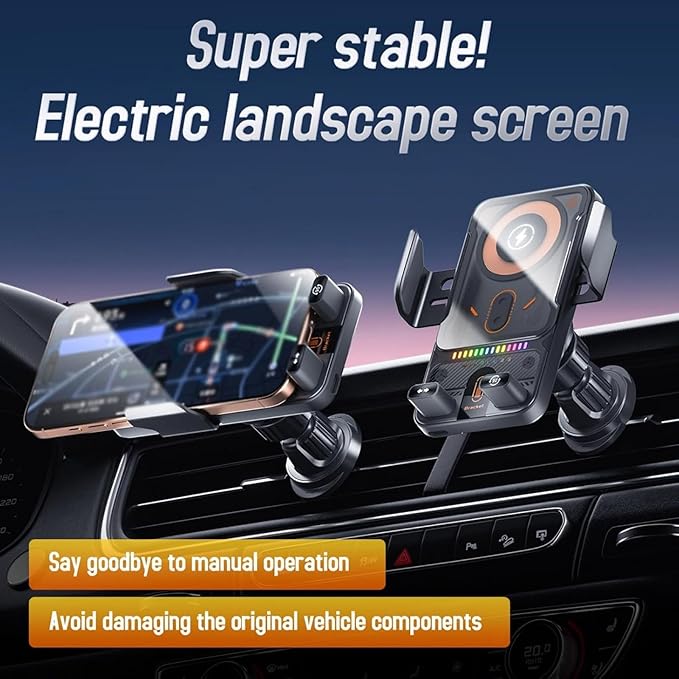 2026 New Cool Car Wireless Fast Charging Holder, Wireless Charging Rotating Car Mount,15w Universal, 360° Rotation, Smart Sensor Open, Switch Between Horizontal Vertical (Silver)