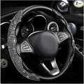 2 PCS Steering Wheel Cover, Segmented Car Wheel Covers with Crystal Rhinestones, Non-Slip Protector Bling Sparkly Decoration for Most Steering Wheels, Car Accessories (White)
