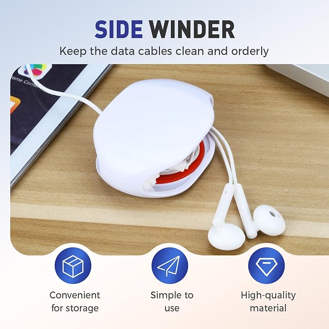 Automatic Cord reel for Phone Cords, Retractable Cable Management Charging Cord Organizer, Small Winder Case for USB Cable Headset Cord Charger Cable for Travel and Organization (YELLOW)