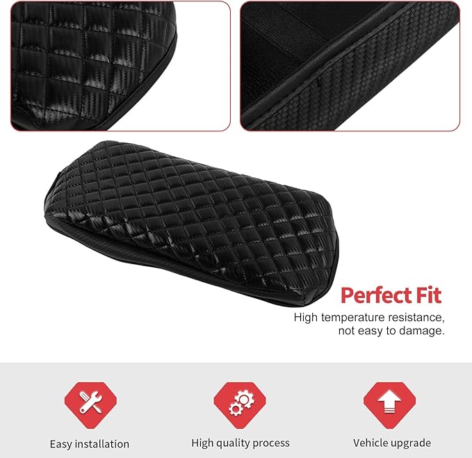 Jimen Center Console Cover Compatible with Chevrolet Colorado/GMC Canyon 2014-2022, Armrest Cushion Pad Cover, PU Leather (Carbon Fiber)