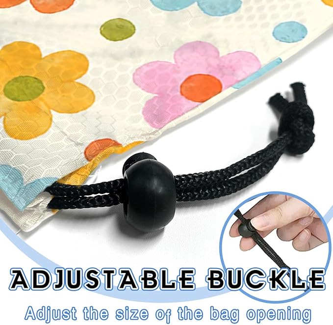 GEGEPINK Car Trash Bag Hanging Back of Seat Waterproof Small Cute Printed One-Handed Strap Drawstring Garbage Bags for Car-Flower