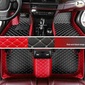 KaiLaiCarCustom Automotive Car Floor Mats for 99.99% Sedan SUV Sports Car Men Women Protection Full Coverage Pads Anti-Slip Leather Floor Lining… (Red Beige+Black Beige)