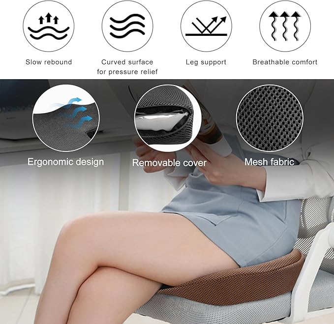 Car Seat Cushion, Memory Foam Cushion for Tailbone Pain & Sciatica Relief, Ergonomic Seat Cushion Comfortable Chair Relief Pillow for Car Office Wheelchair, car Accessories (Coffee, Mesh)