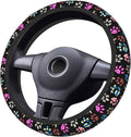 Dog Paw Print Steering Wheel Cover Anti-Slip,Sweat Absorption Universal 15 inch Steering Wheel Covers Cute car Accessories for Men Women