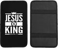 Jesus is King Christian Bible Scripture Quote Car Handrail Box Cushion Auto Center Console Cover Car Center Console Cushion Pad Waterproof Car Armrest Seat Box Cover Fit for Car Truck Rv SUV